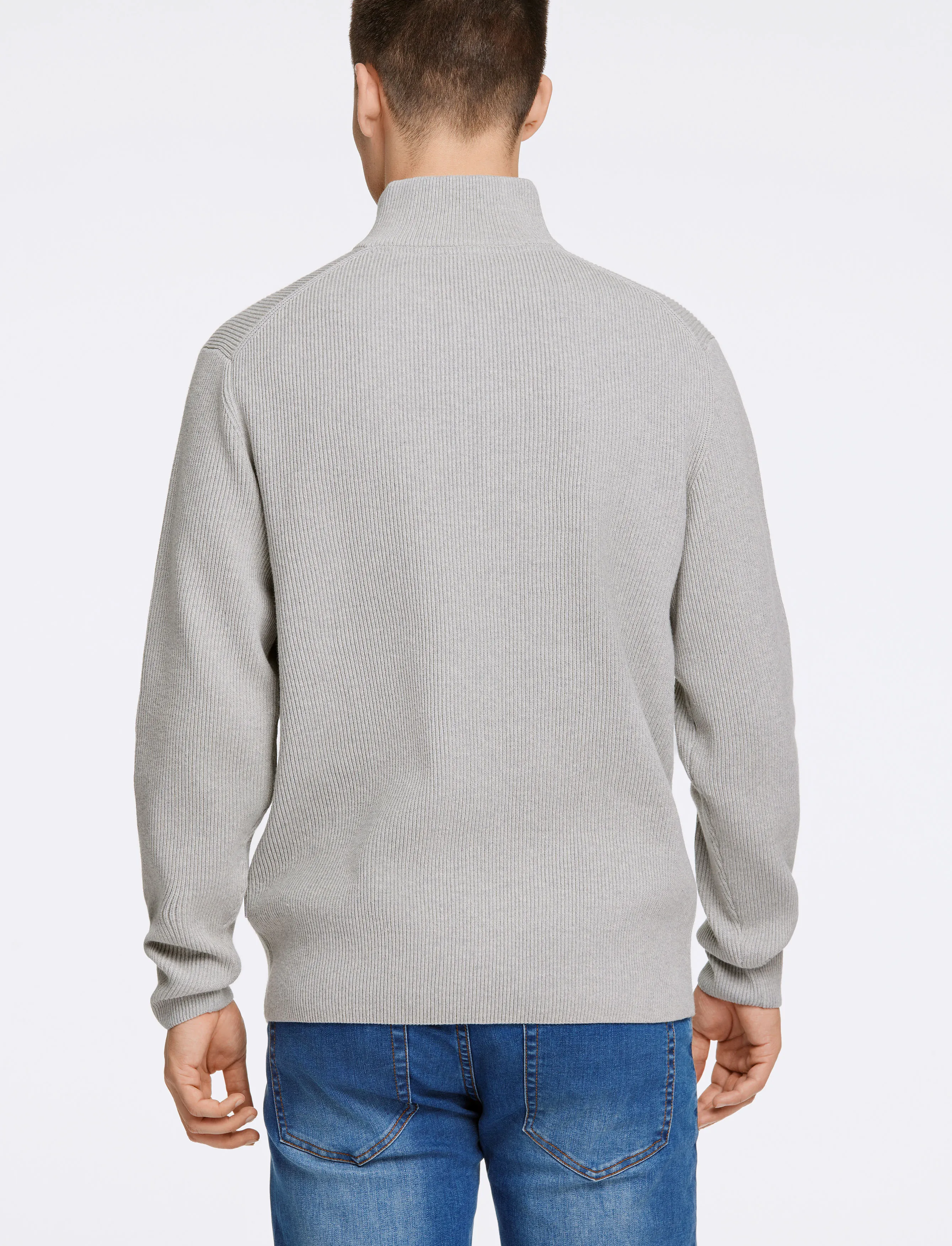 Lindbergh - Half zip rib knit - half zip jumpers - lt grey mel - 4