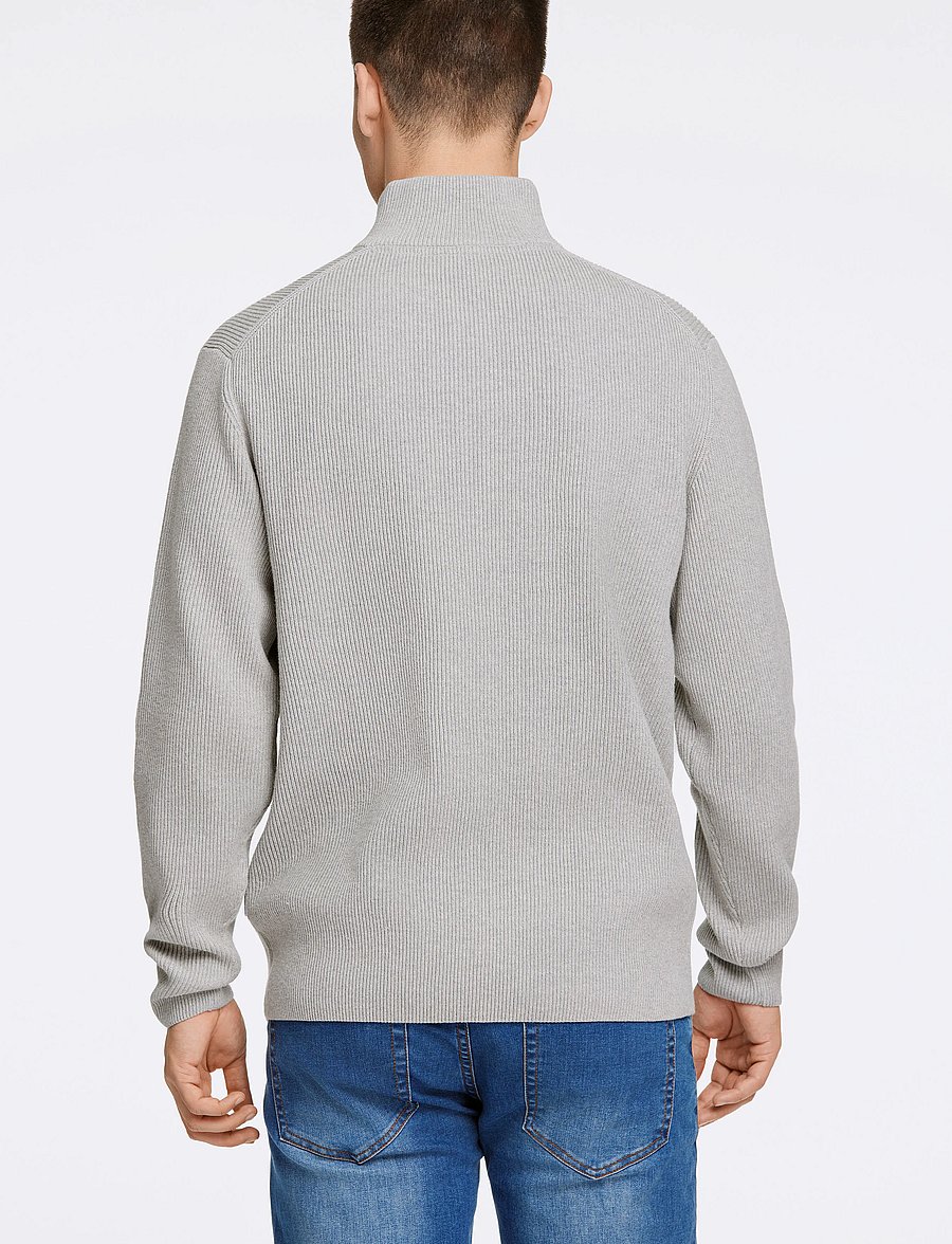 Lindbergh - Half zip rib knit - tõmblukk-kaelusega džemprid - lt grey mel - 4