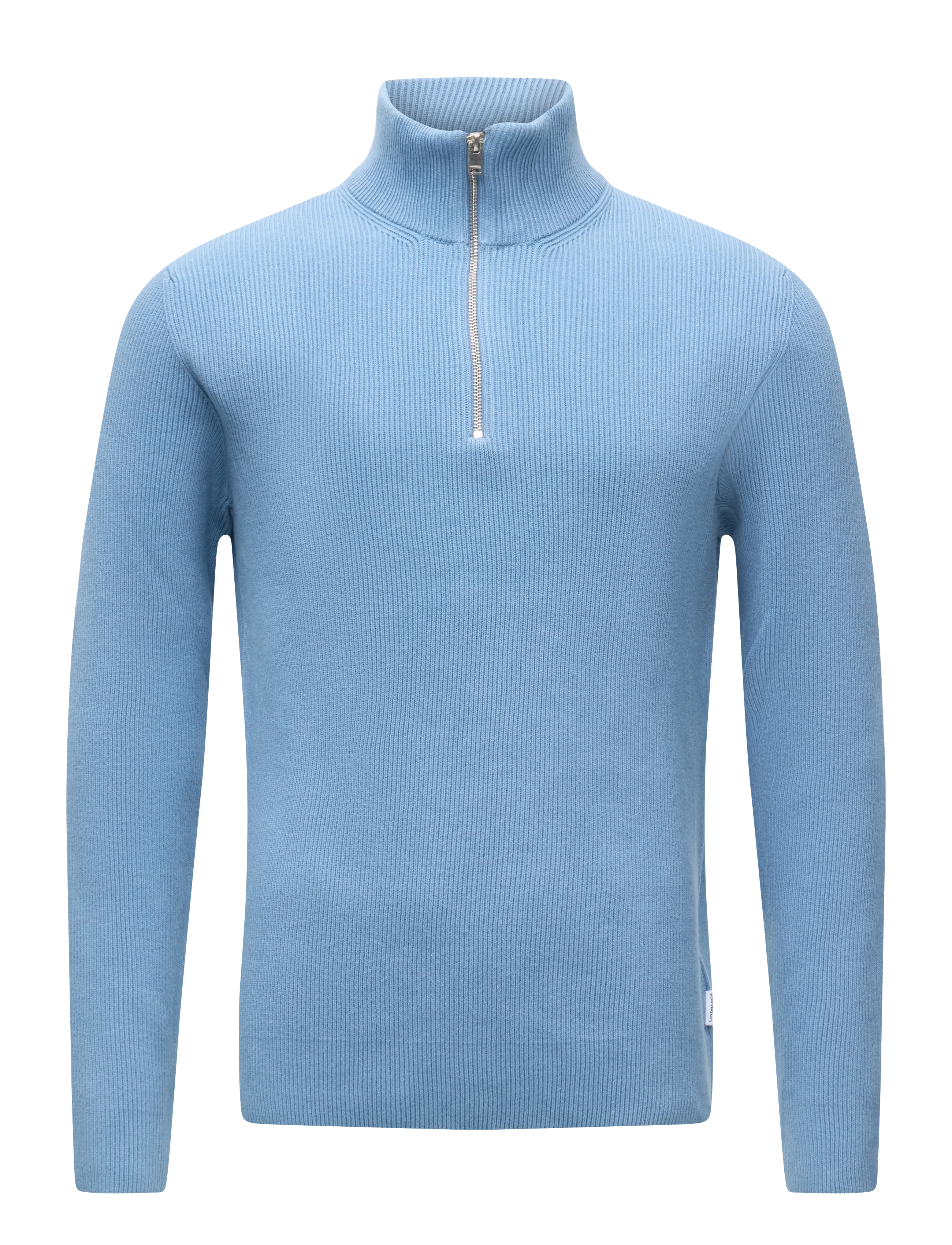 Lindbergh Half zip rib knit - Neuleet - MID BLUE / blue