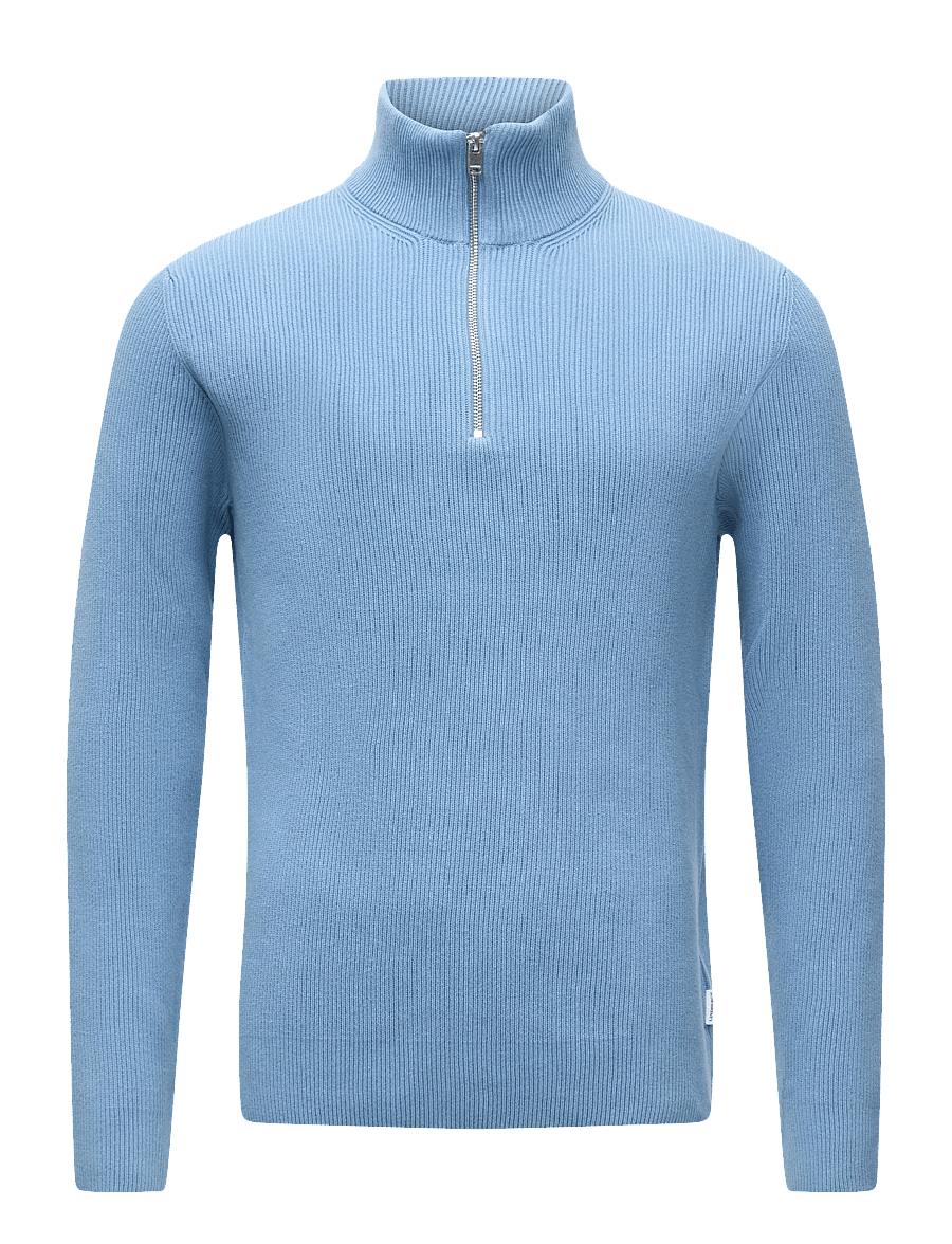 Lindbergh - Half zip rib knit - half zip jumpers - mid blue - 0