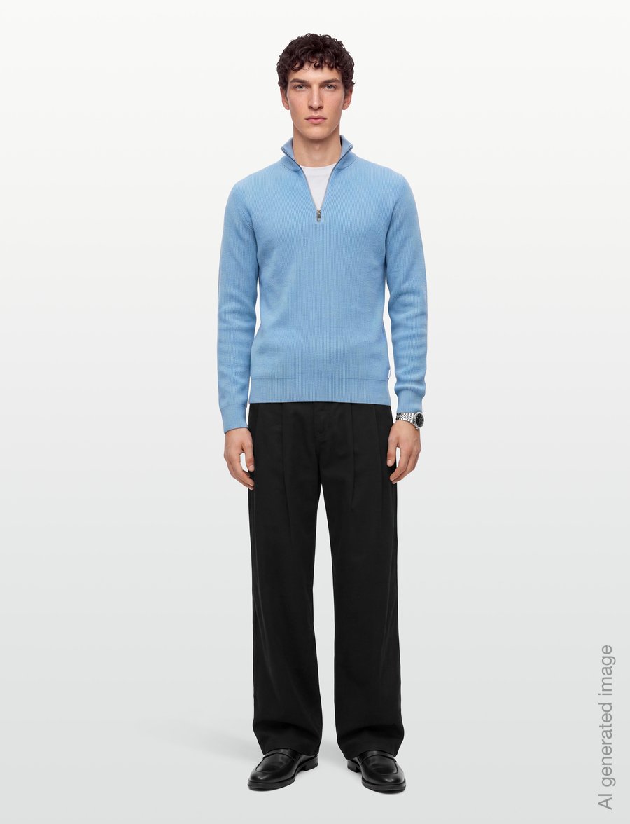 Lindbergh - Half zip rib knit - pullover mit halbem reißverschluss - mid blue - 0