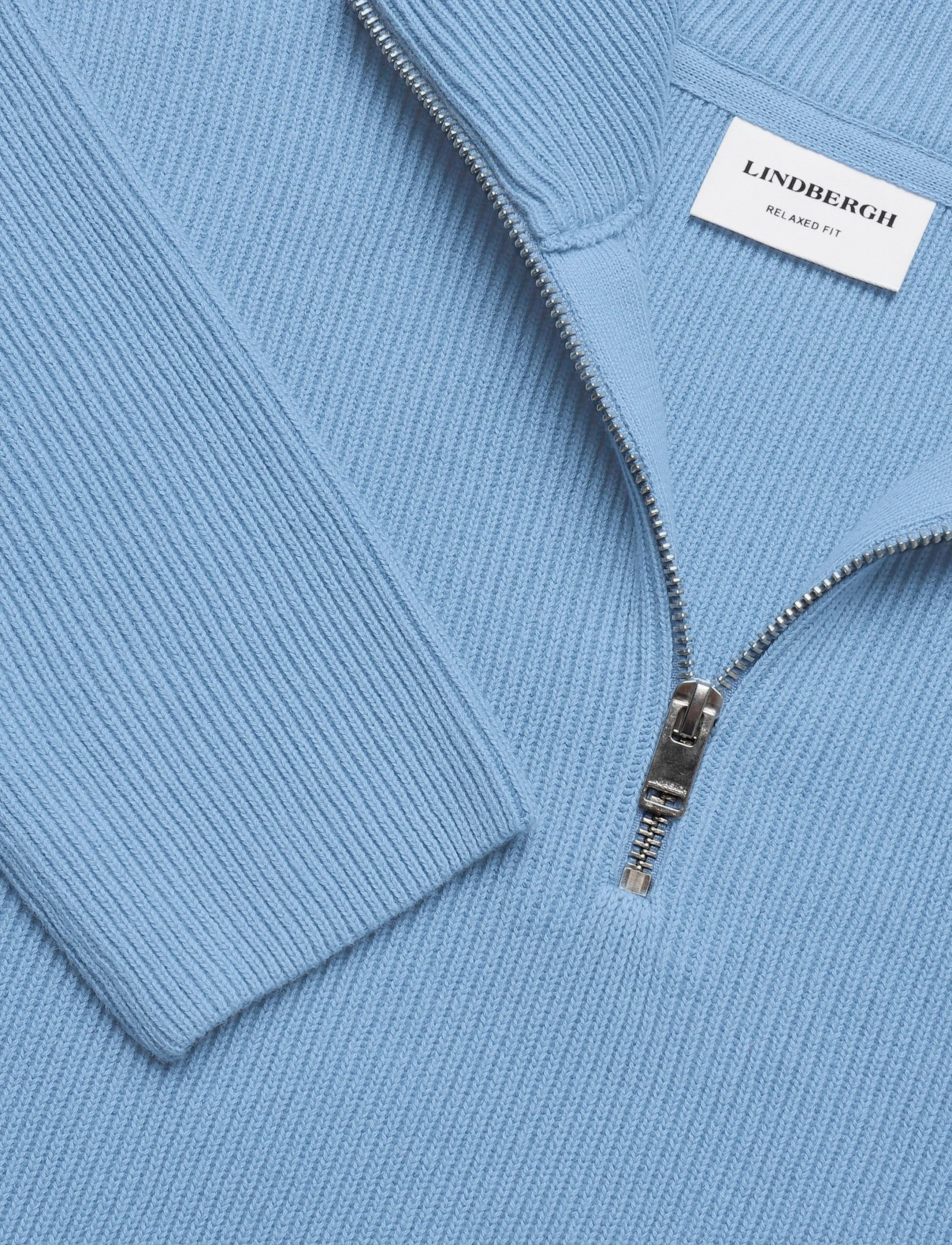 Lindbergh - Half zip rib knit - half zip jumpers - mid blue - 2