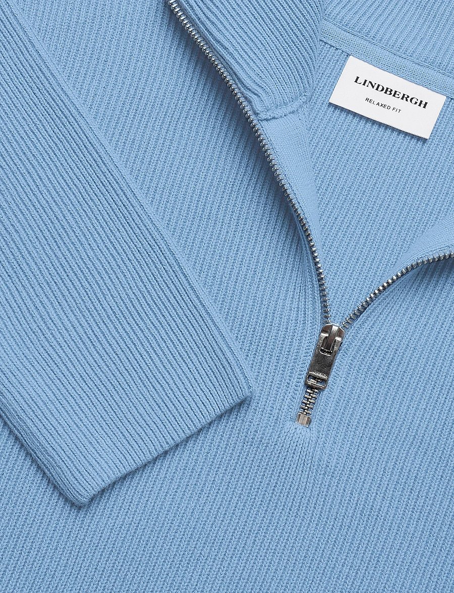 Lindbergh - Half zip rib knit - half zip jumpers - mid blue - 2