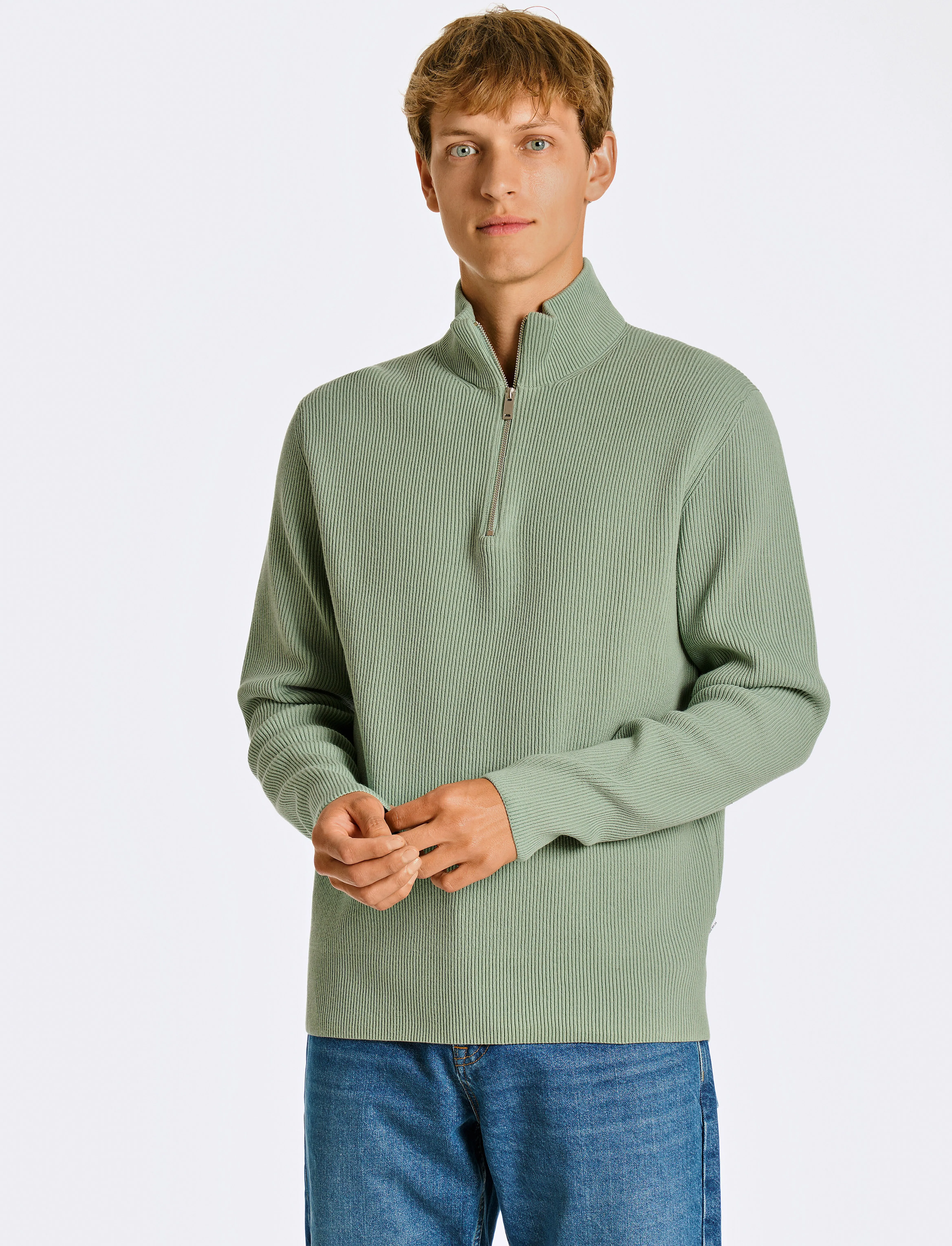 Lindbergh - Half zip rib knit - pullover mit halbem reißverschluss - mid green - 3