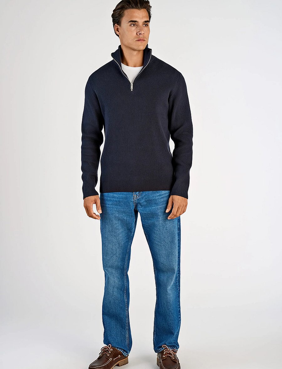Lindbergh - Half zip rib knit - half zip-tröjor - navy - 0