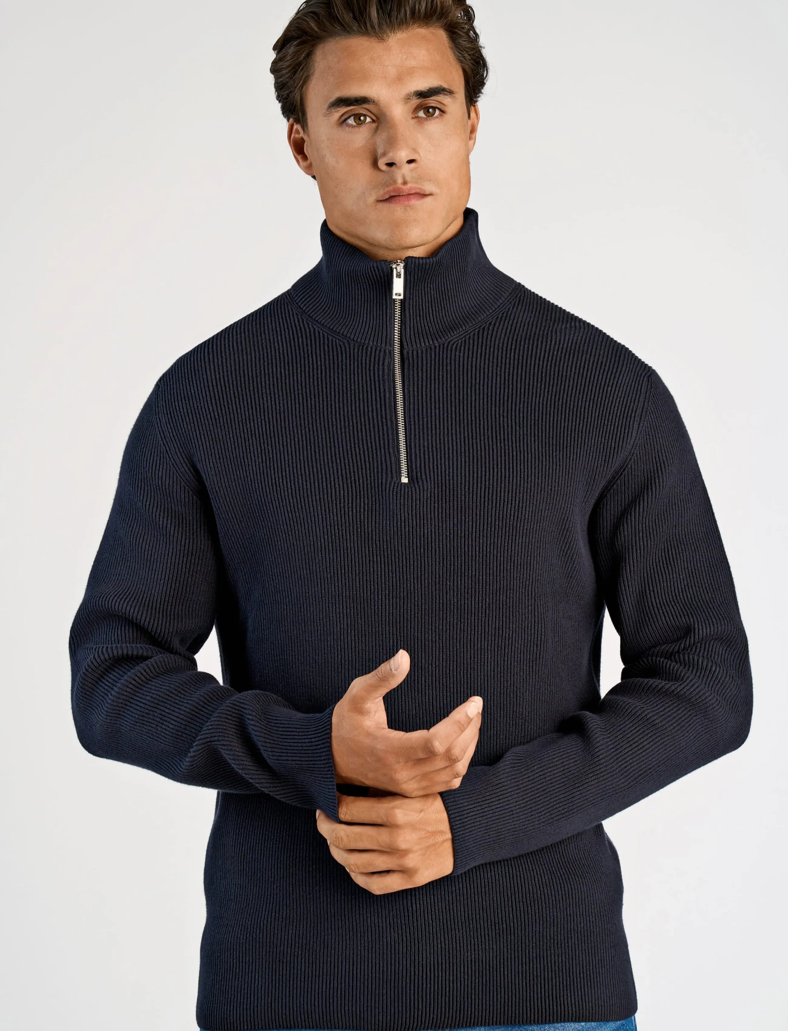 Lindbergh - Half zip rib knit - half zip-tröjor - navy - 3