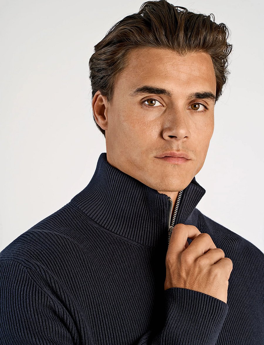 Lindbergh - Half zip rib knit - half zip-tröjor - navy - 5