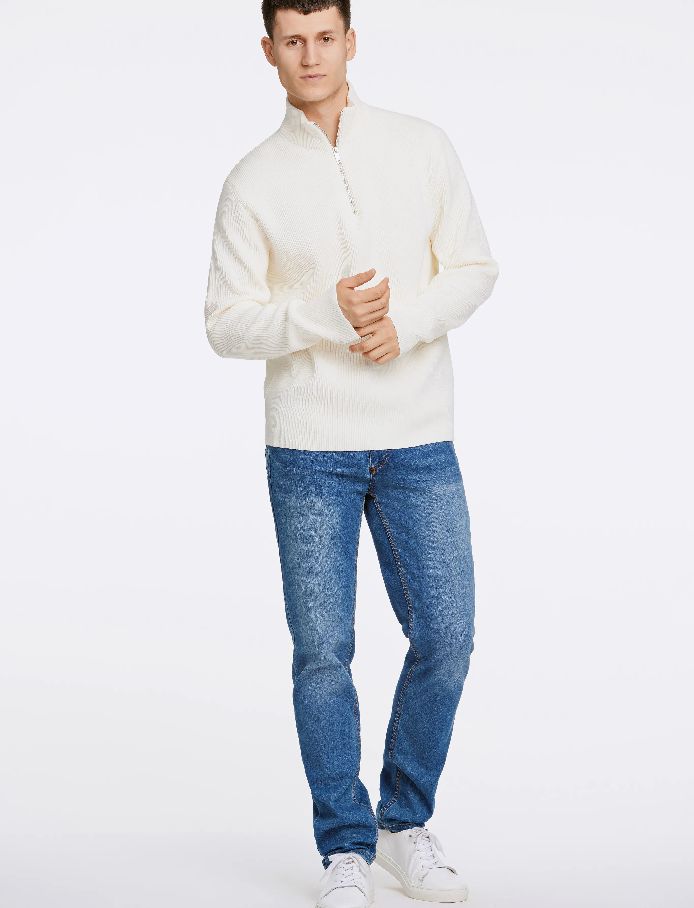Lindbergh Half zip rib knit - Danska märken - PEARL WHITE / white