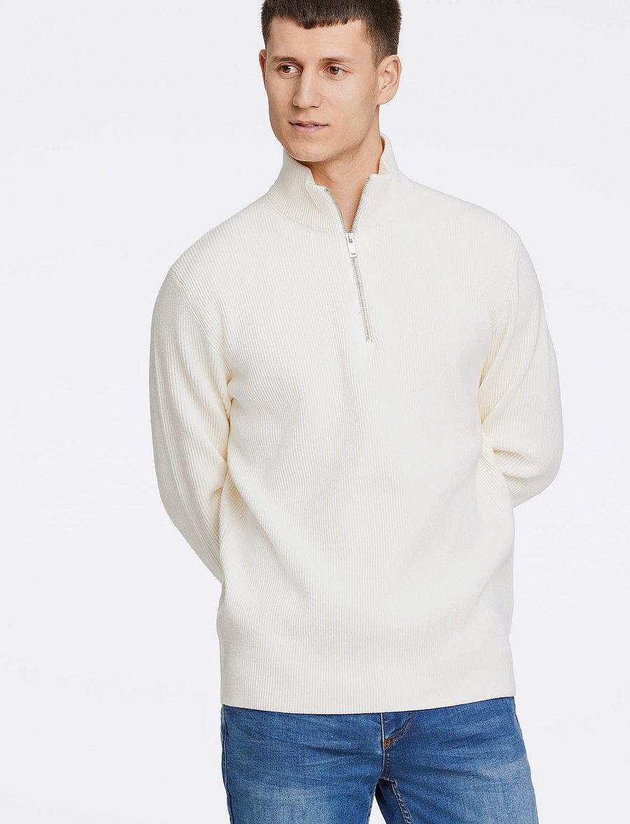 Lindbergh - Half zip rib knit - tõmblukk-kaelusega džemprid - pearl white - 3