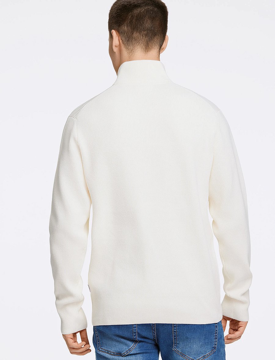 Lindbergh - Half zip rib knit - tõmblukk-kaelusega džemprid - pearl white - 4