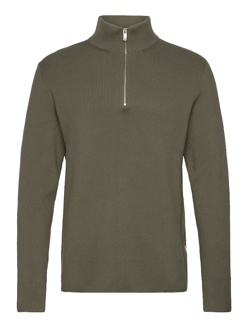 Lindbergh - Half zip rib knit - half zip jumpers - army - 1