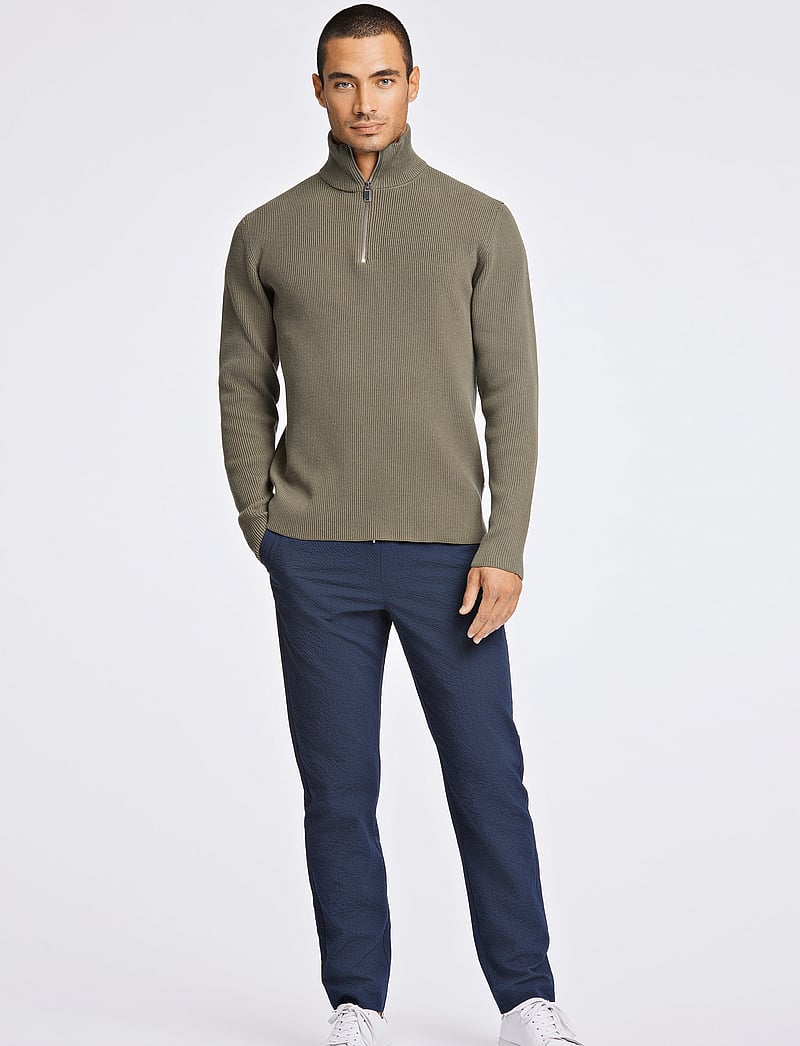 Lindbergh - Half zip rib knit - half zip jumpers - army - 4