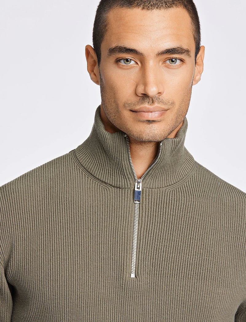 Lindbergh - Half zip rib knit - half zip jumpers - army - 5