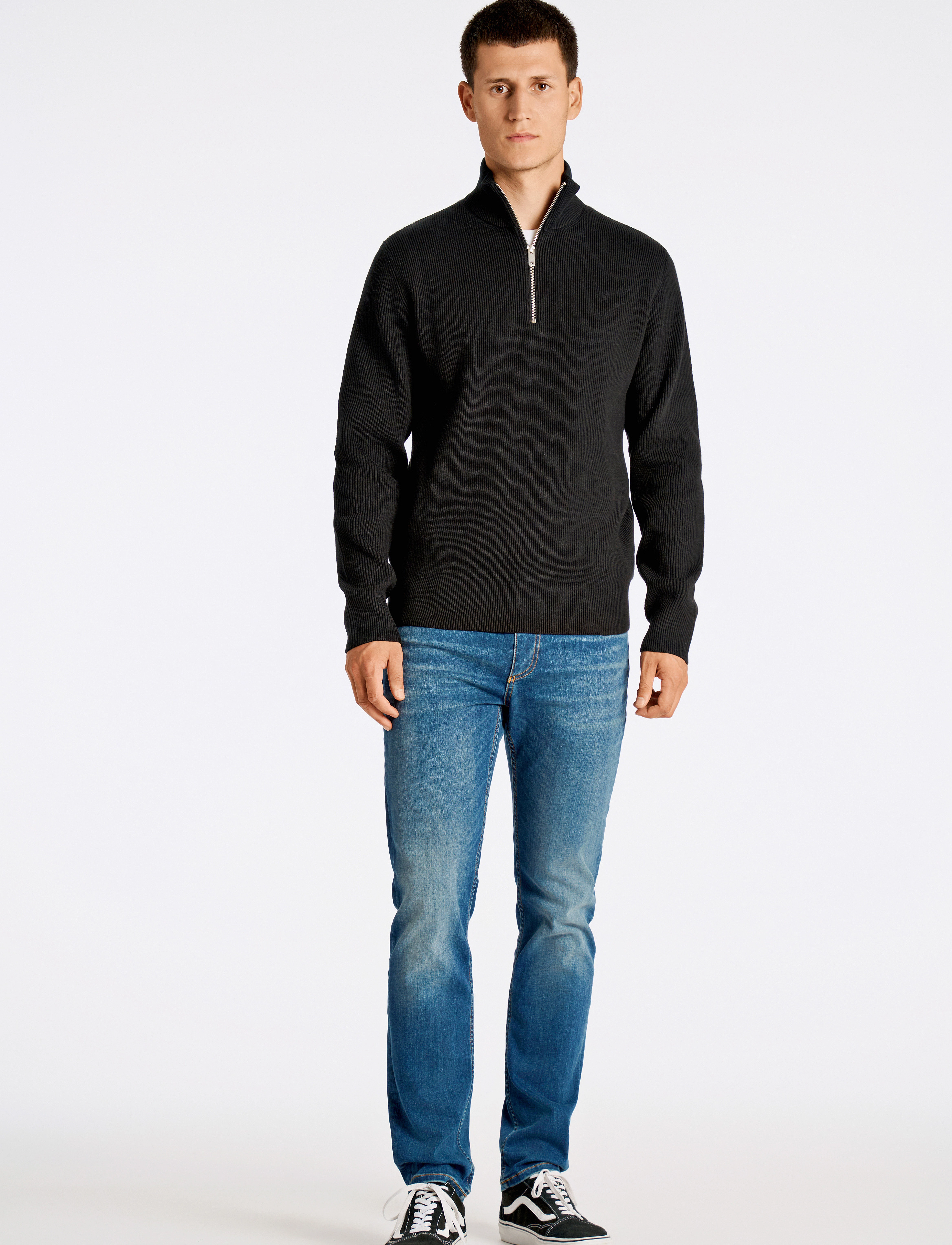 Lindbergh - Half zip rib knit - half zip-tröjor - black - 4