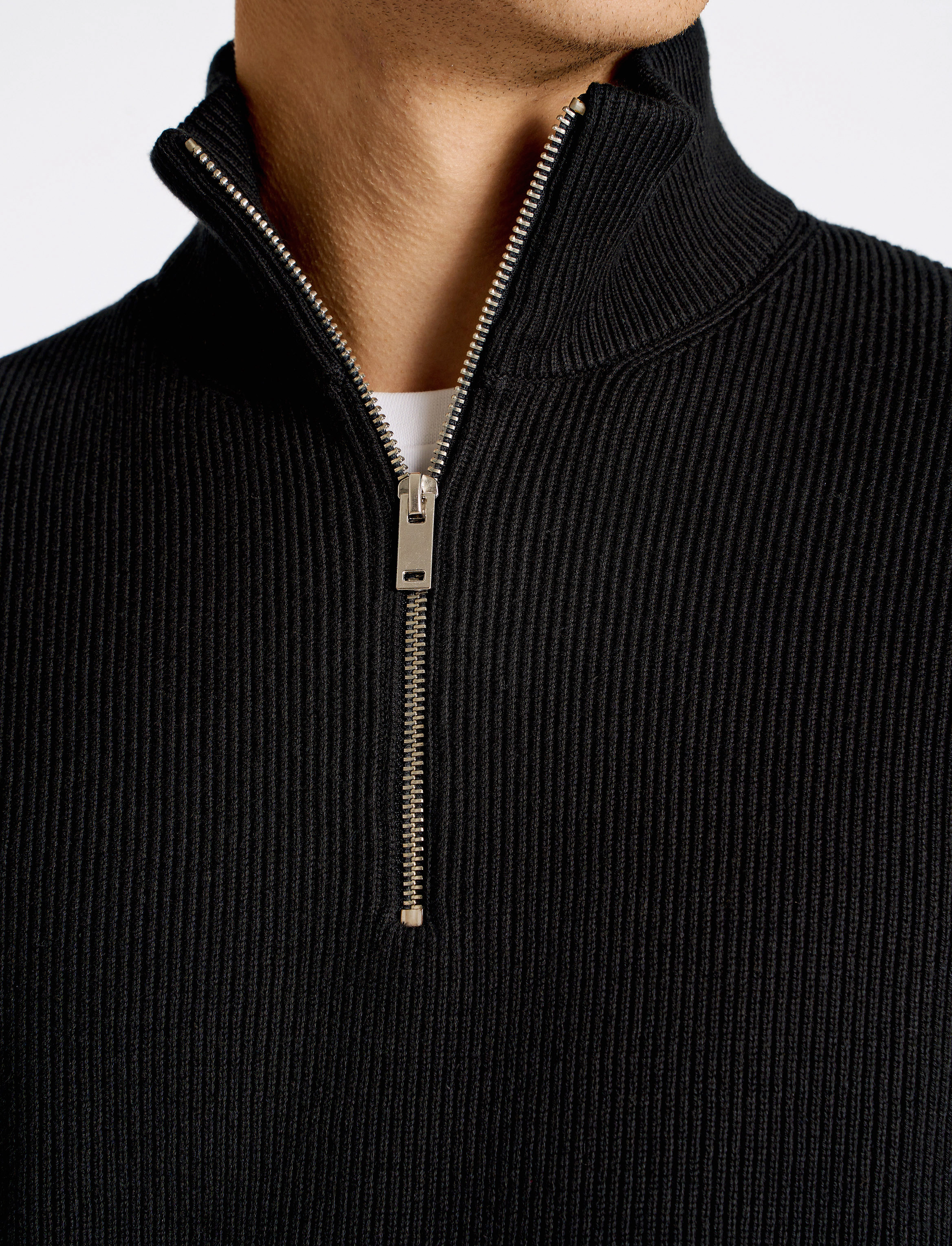 Lindbergh - Half zip rib knit - half zip-tröjor - black - 5