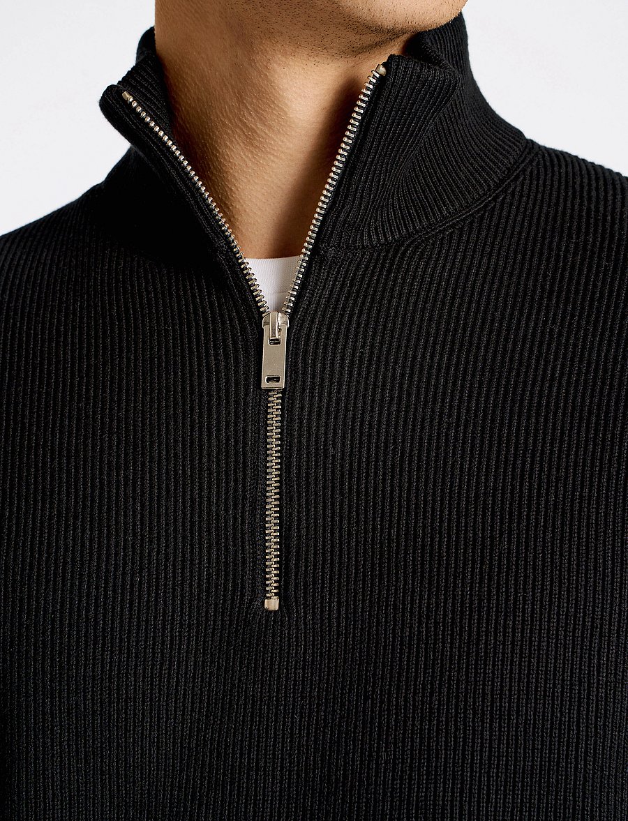Lindbergh - Half zip rib knit - half zip-tröjor - black - 5