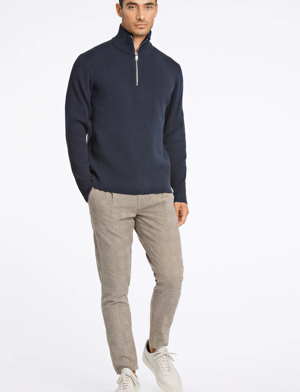 Lindbergh - Half zip rib knit - halfzip strik - navy - 4