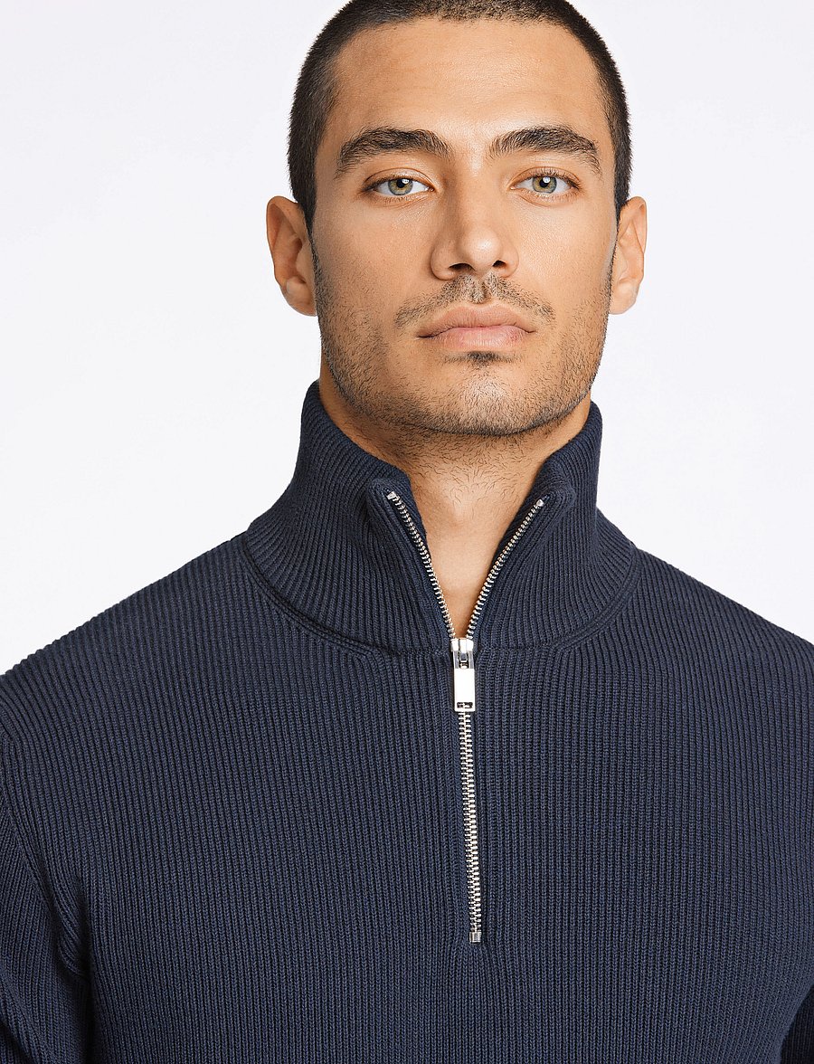 Lindbergh - Half zip rib knit - half zip-tröjor - navy - 5