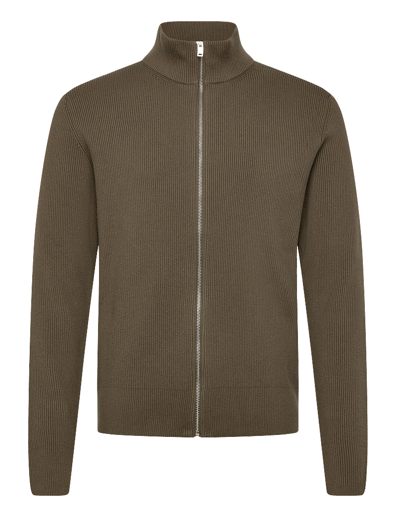 Lindbergh - Knitted zip cardigan - full zip jumpers - army - 0