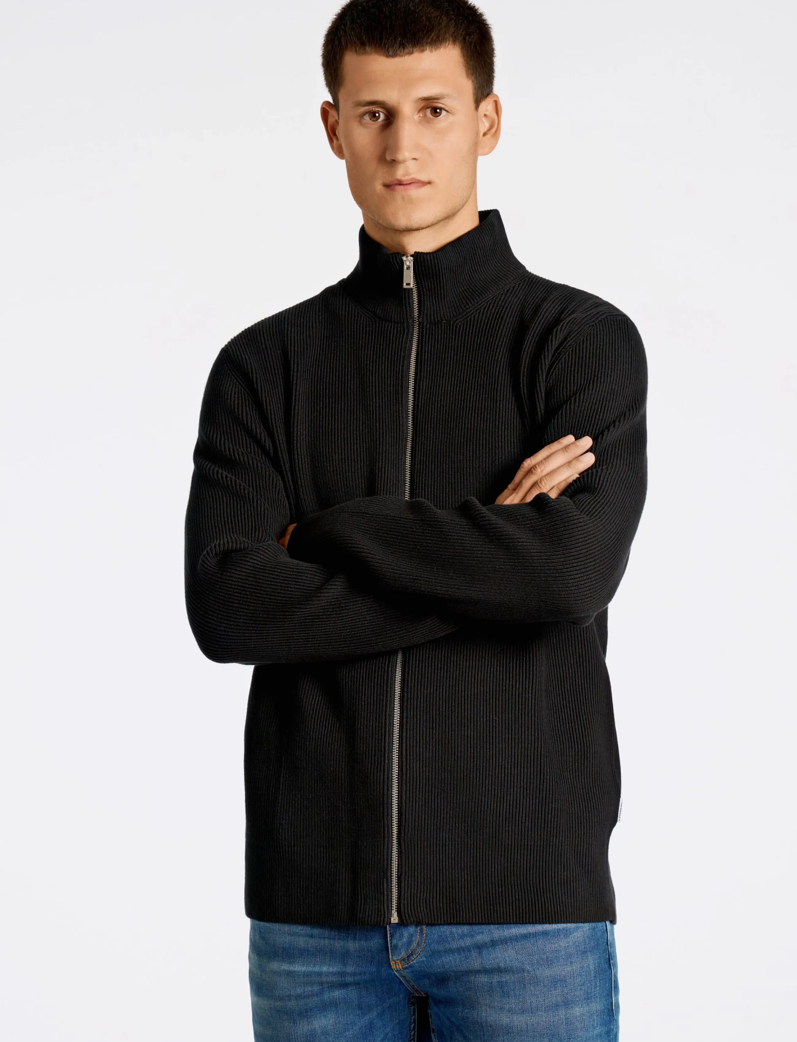 Lindbergh - Knitted zip cardigan - full zip tröjor - black - 3