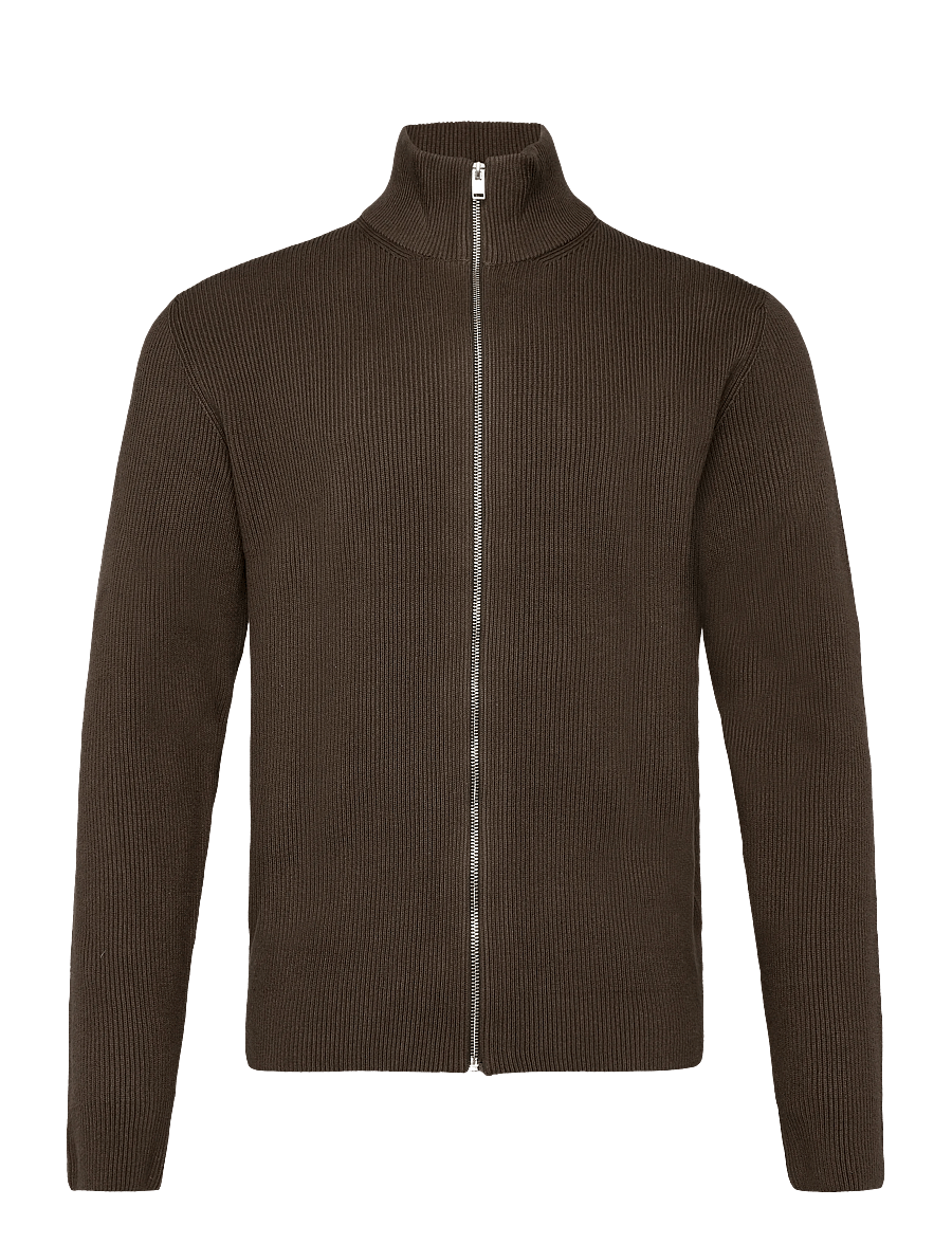 Lindbergh - Knitted zip cardigan - full zip jumpers - dk brown - 0