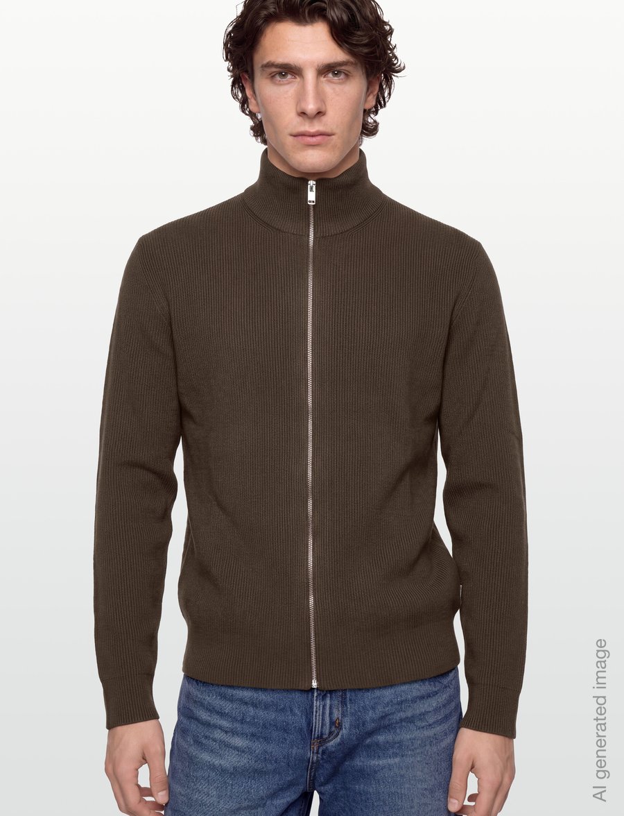 Lindbergh - Knitted zip cardigan - lukuga džemprid - dk brown - 3
