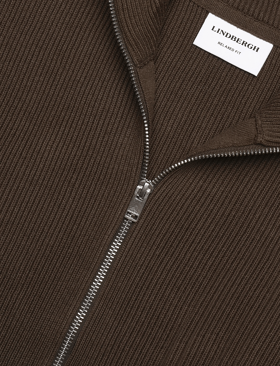 Lindbergh - Knitted zip cardigan - full zip jumpers - dk brown - 2