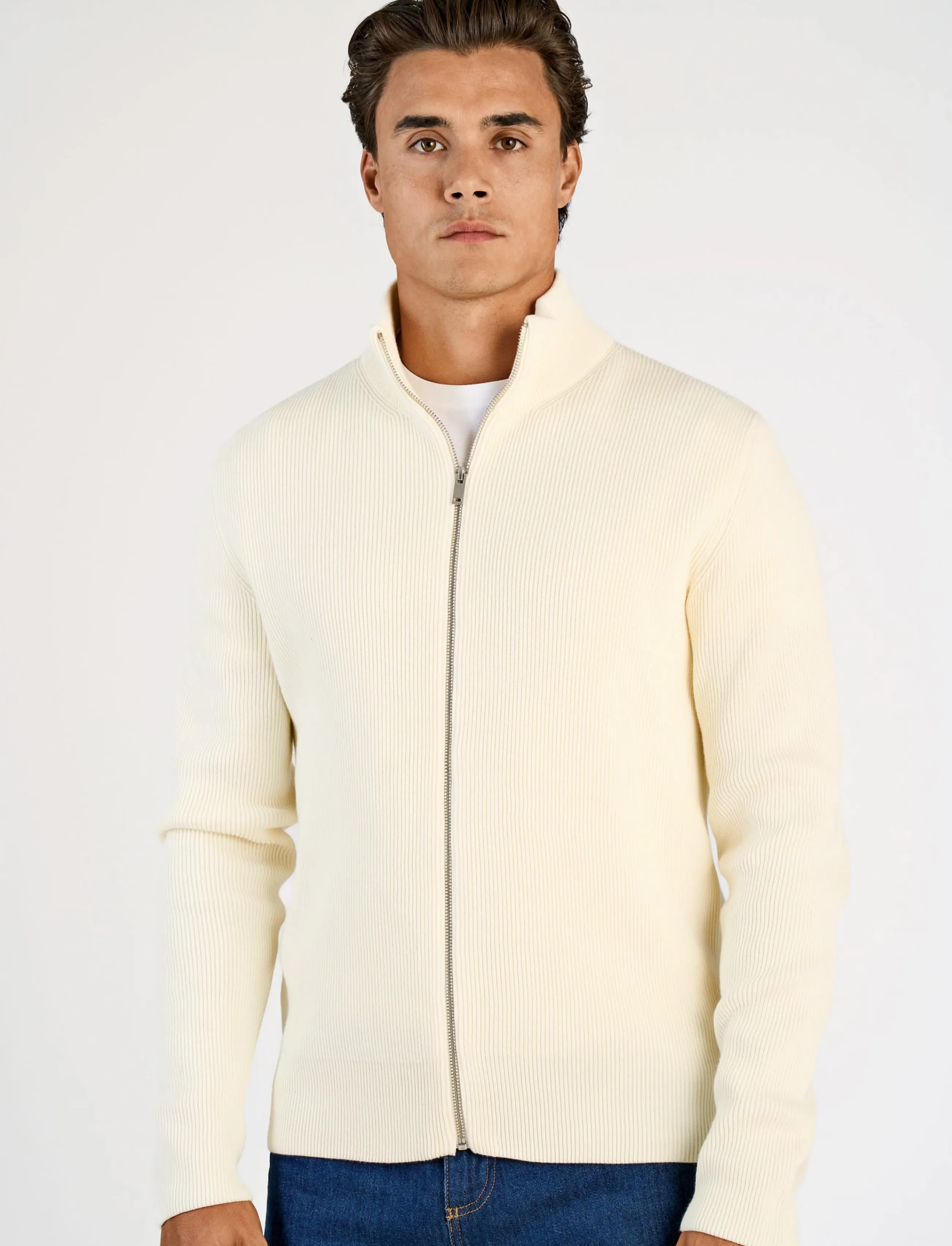 Lindbergh - Knitted zip cardigan - full zip tröjor - pearl white - 3