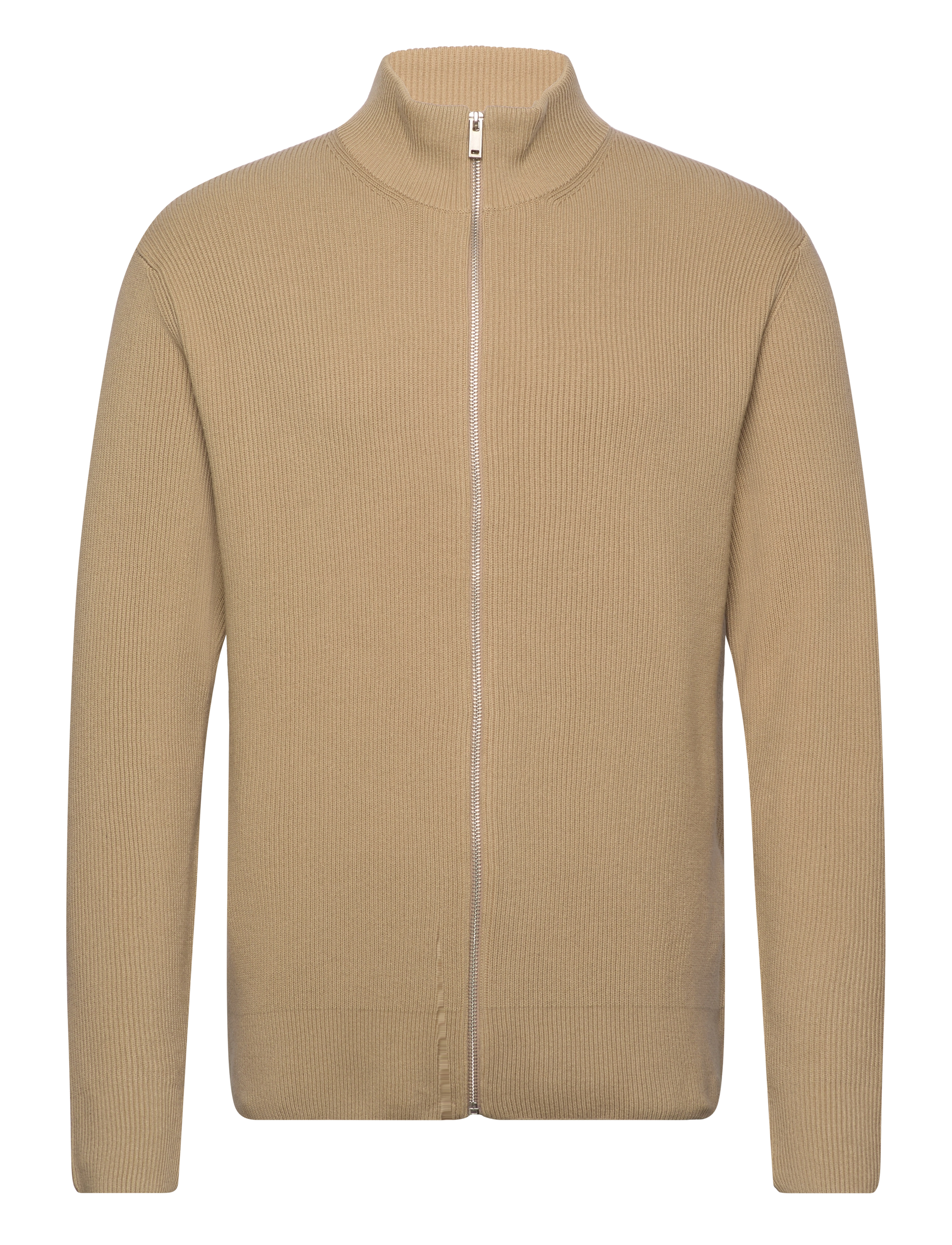 Knitted zip cardigan - STONE