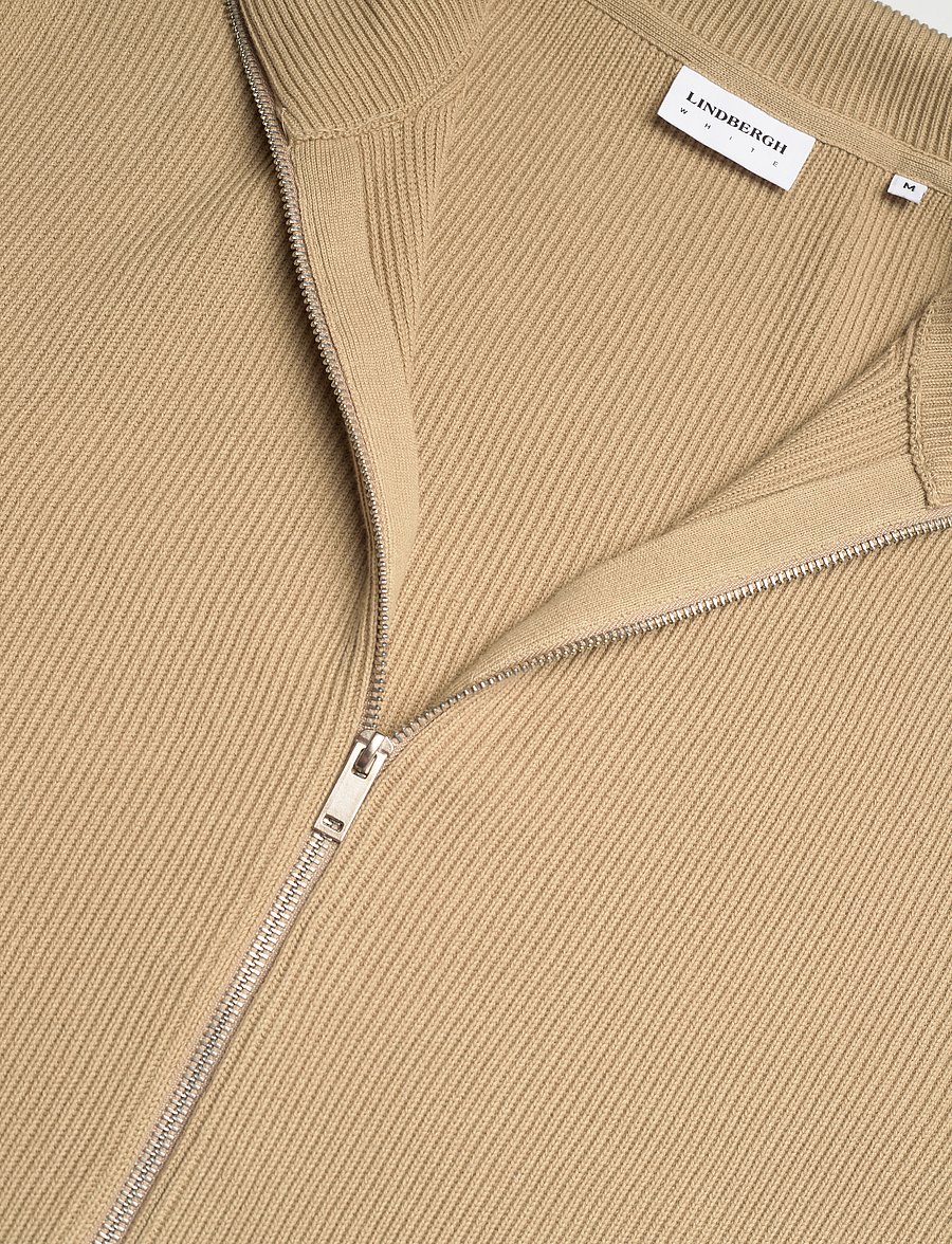 Lindbergh - Knitted zip cardigan - full zip jumpers - stone - 2