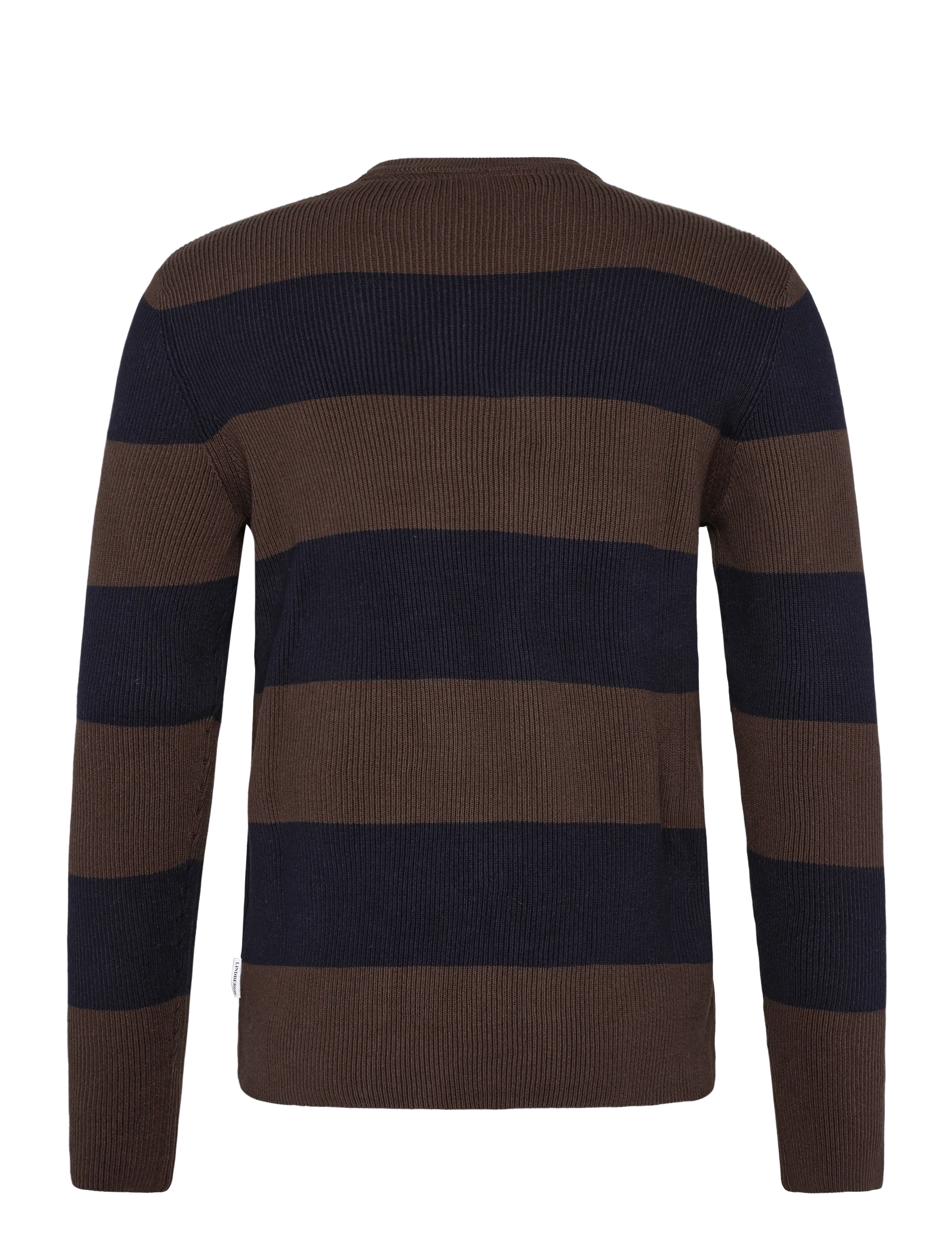 Lindbergh - Rib knitted block stripe o-neck kni - round necks - dk brown - 1
