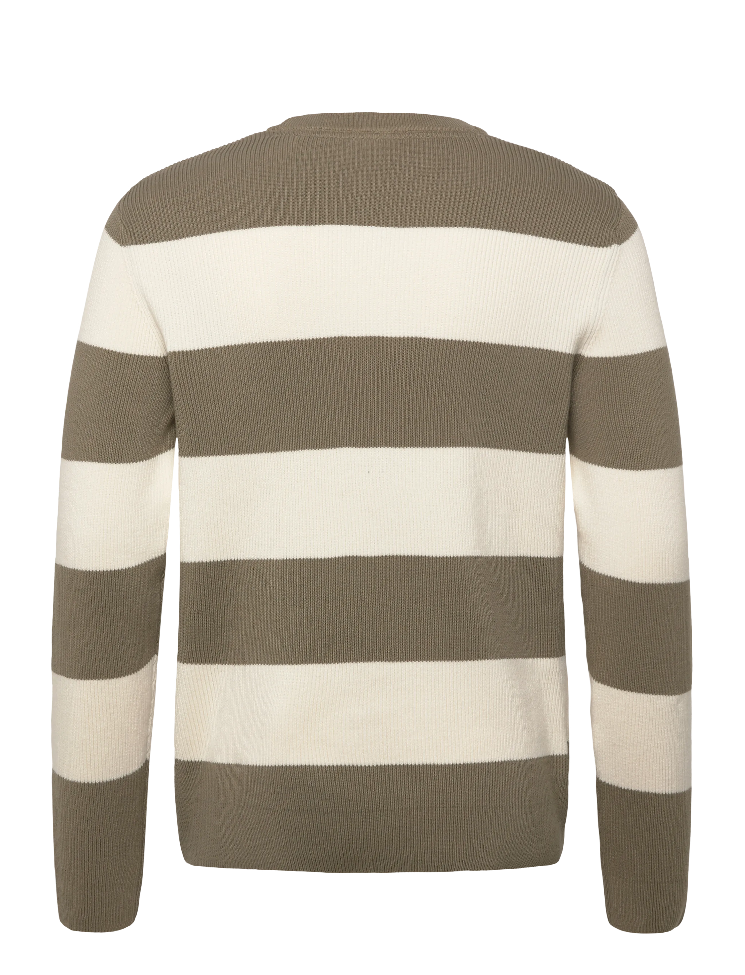Lindbergh - Rib knitted block stripe o-neck kni - rund hals - dusty army - 2
