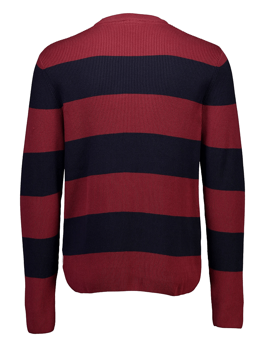 Lindbergh - Rib knitted block stripe o-neck kni - rund hals - lt burgundy - 2