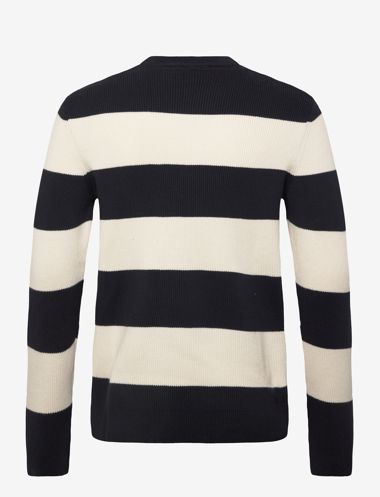 Lindbergh - Rib knitted block stripe o-neck kni - rundhals - navy - 1