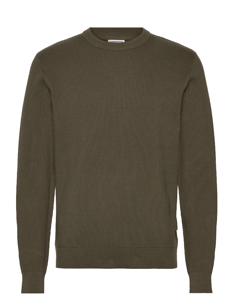Lindbergh - Rib knitted o-neck knit - megztiniai su apvalia apykakle - army - 0