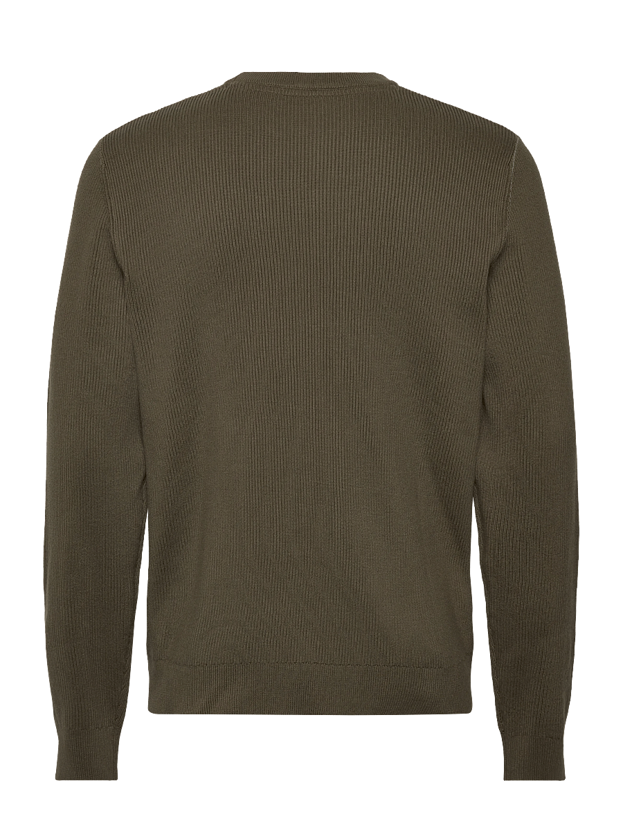 Lindbergh - Rib knitted o-neck knit - rundhalsad - army - 1