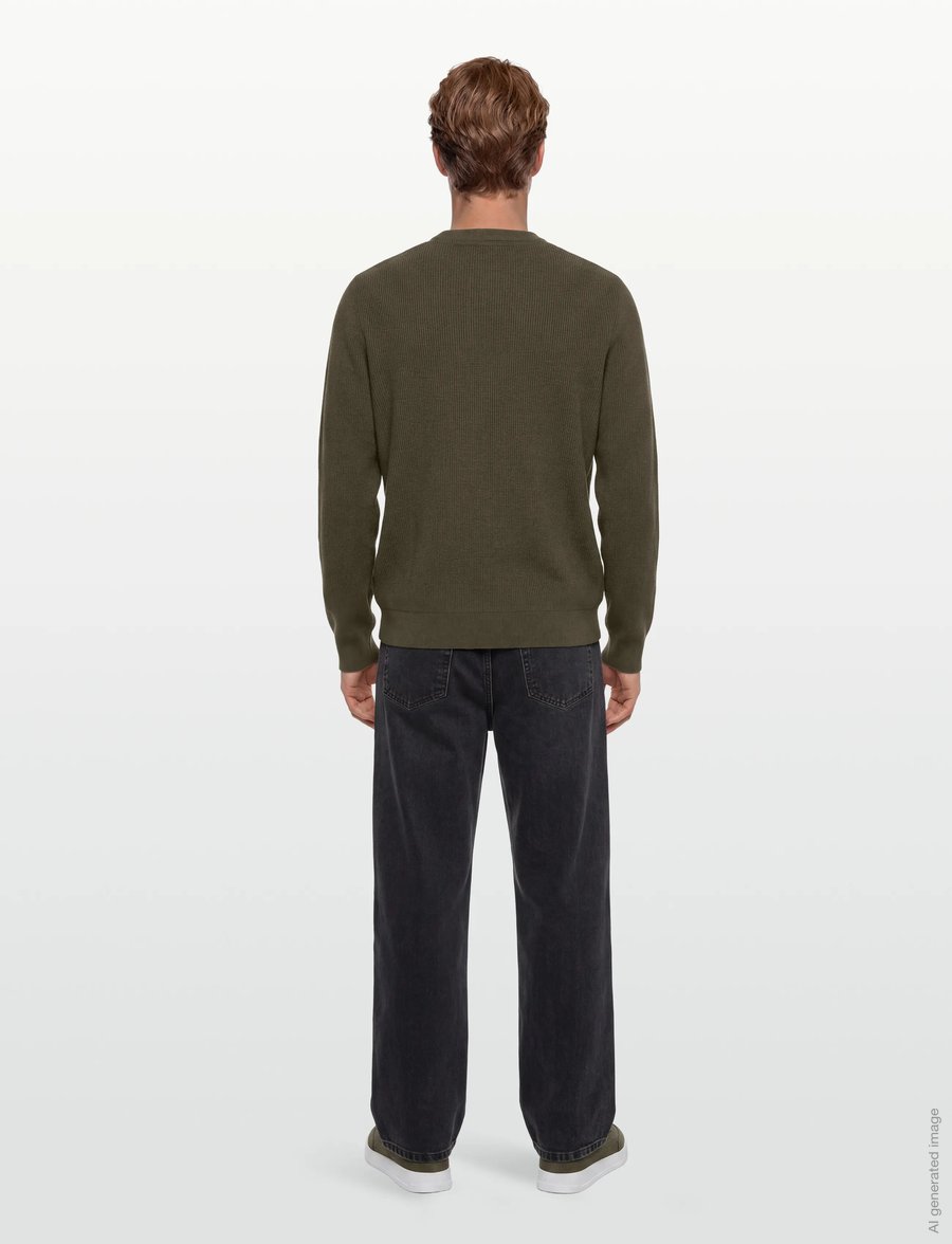 Lindbergh - Rib knitted o-neck knit - rundhals - army - 4