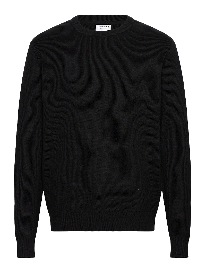 Lindbergh - Rib knitted o-neck knit - ronde hals - black - 0