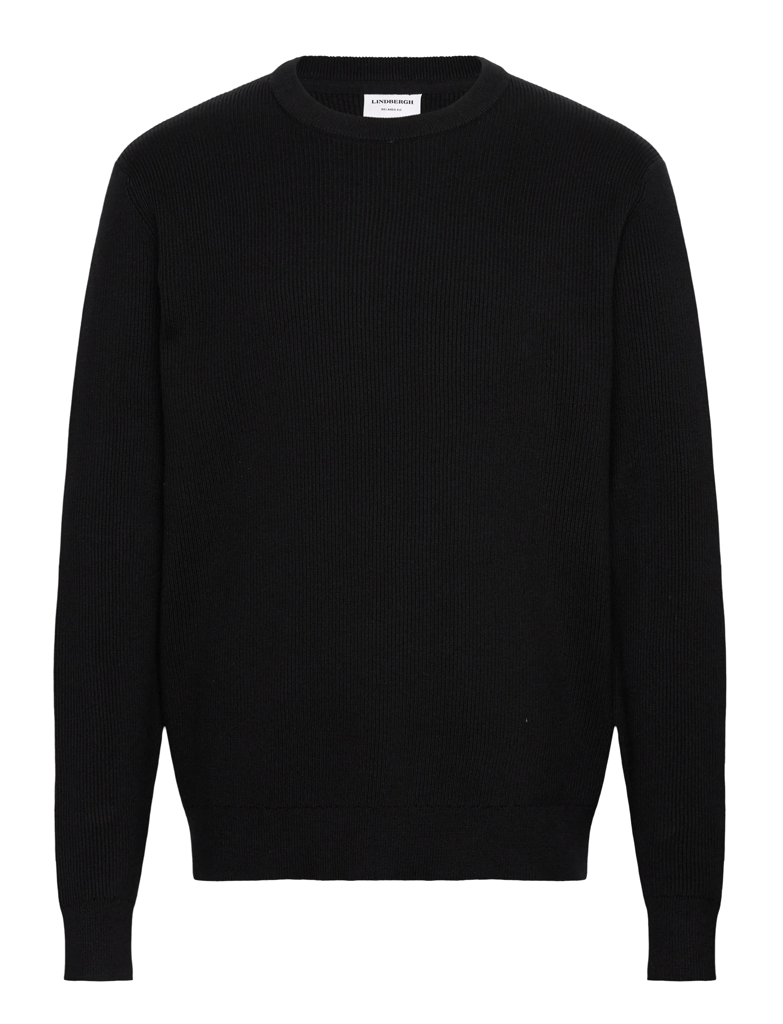 Lindbergh Rib knitted o-neck knit - Strickmode - BLACK / black