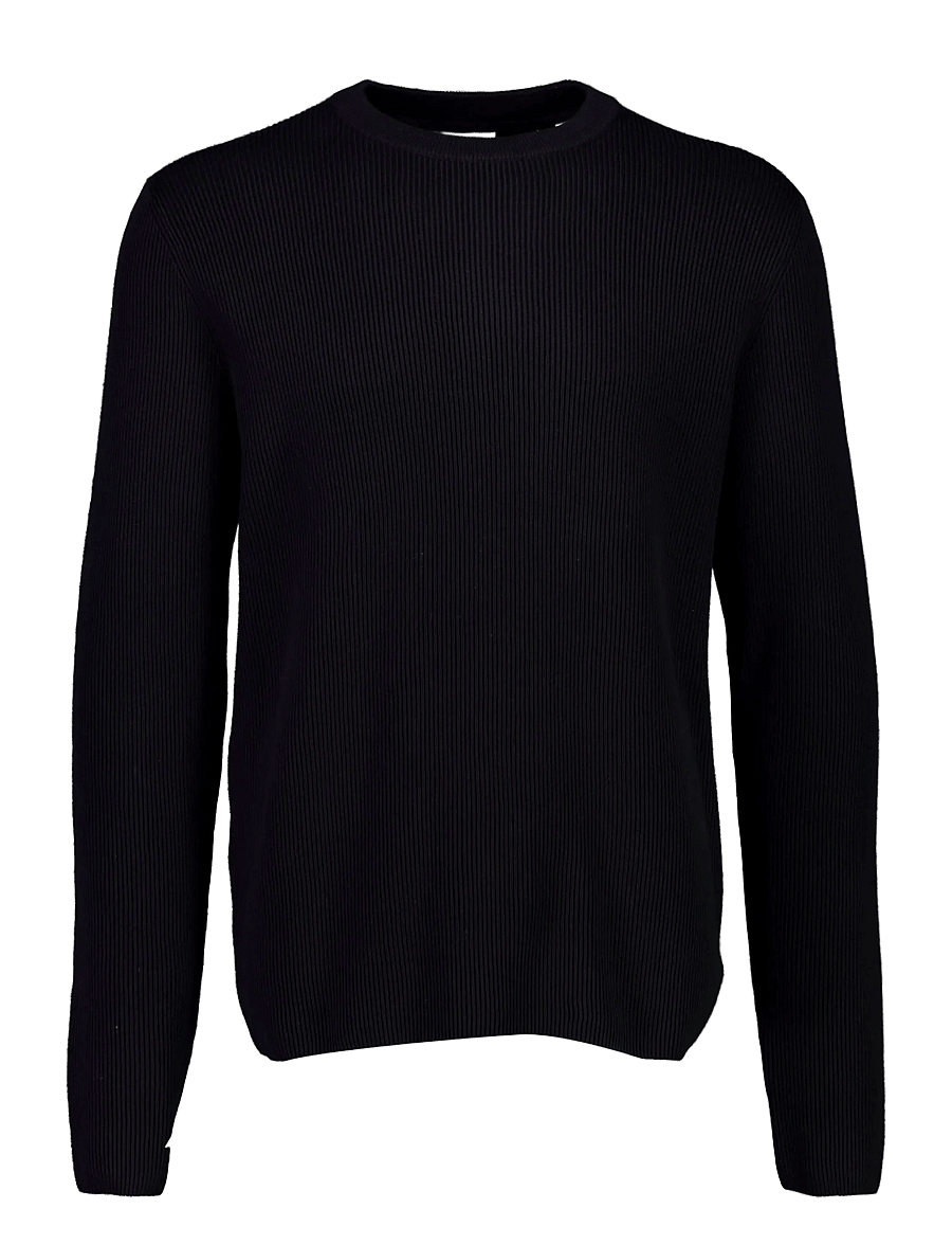 Lindbergh - Rib knitted o-neck knit - rundhalsad - black - 0