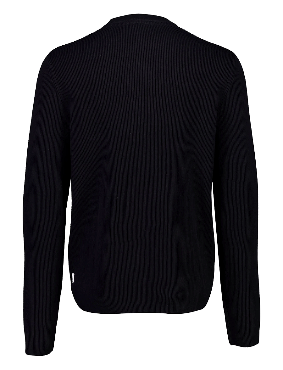 Lindbergh - Rib knitted o-neck knit - rundhalsad - black - 1