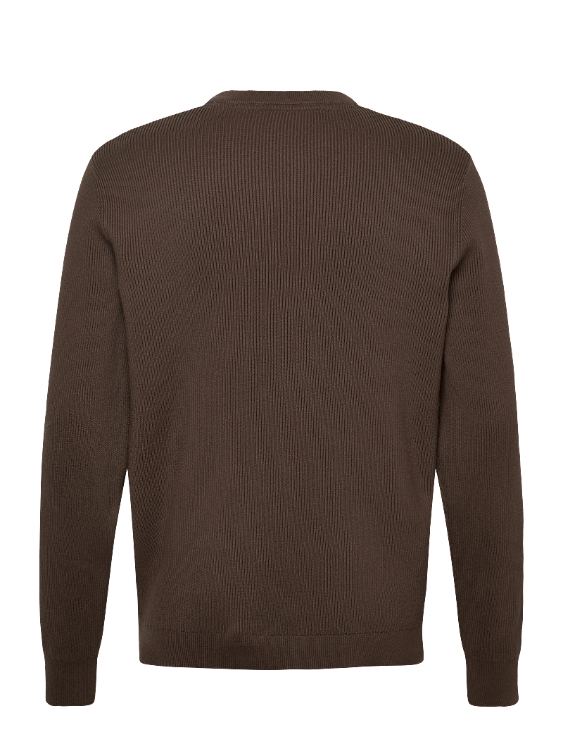 Lindbergh - Rib knitted o-neck knit - Ümmarguse kaelusega kudumid - brown - 1