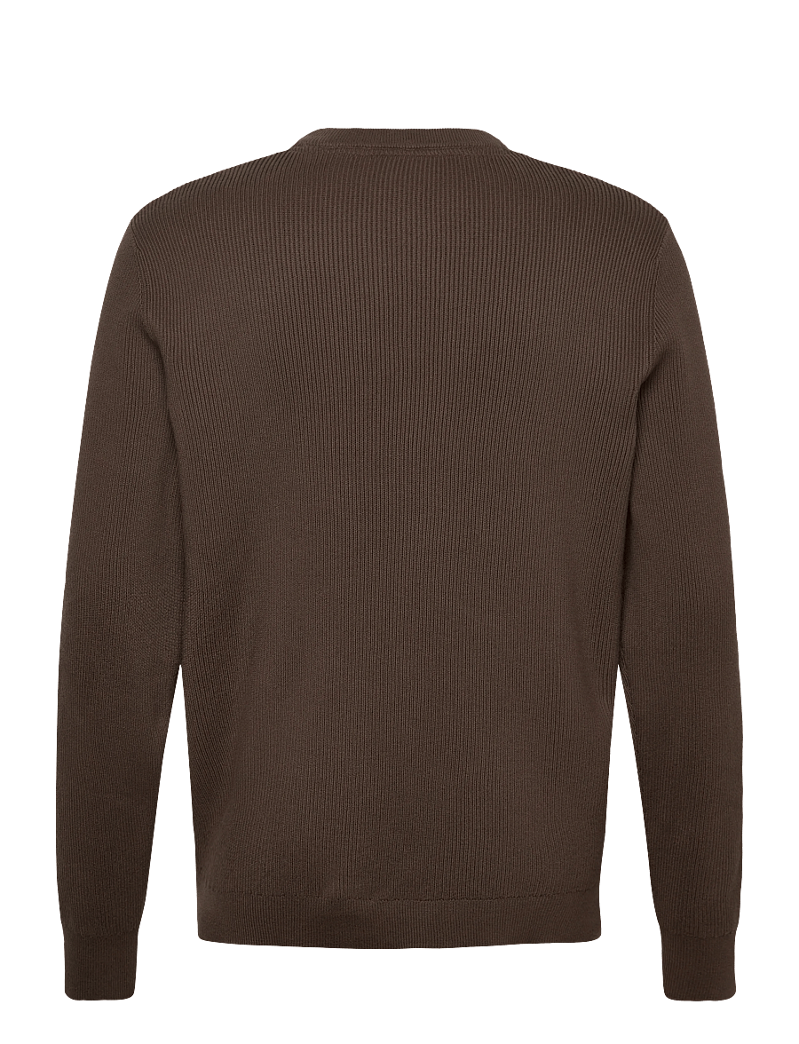 Lindbergh - Rib knitted o-neck knit - pyöreäaukkoiset - brown - 1