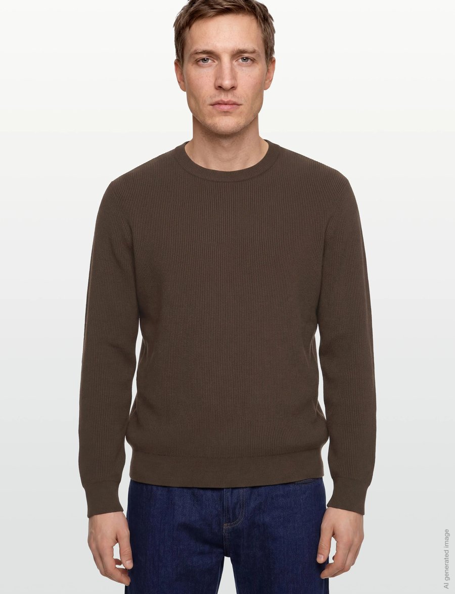 Lindbergh - Rib knitted o-neck knit - rundhals - brown - 3