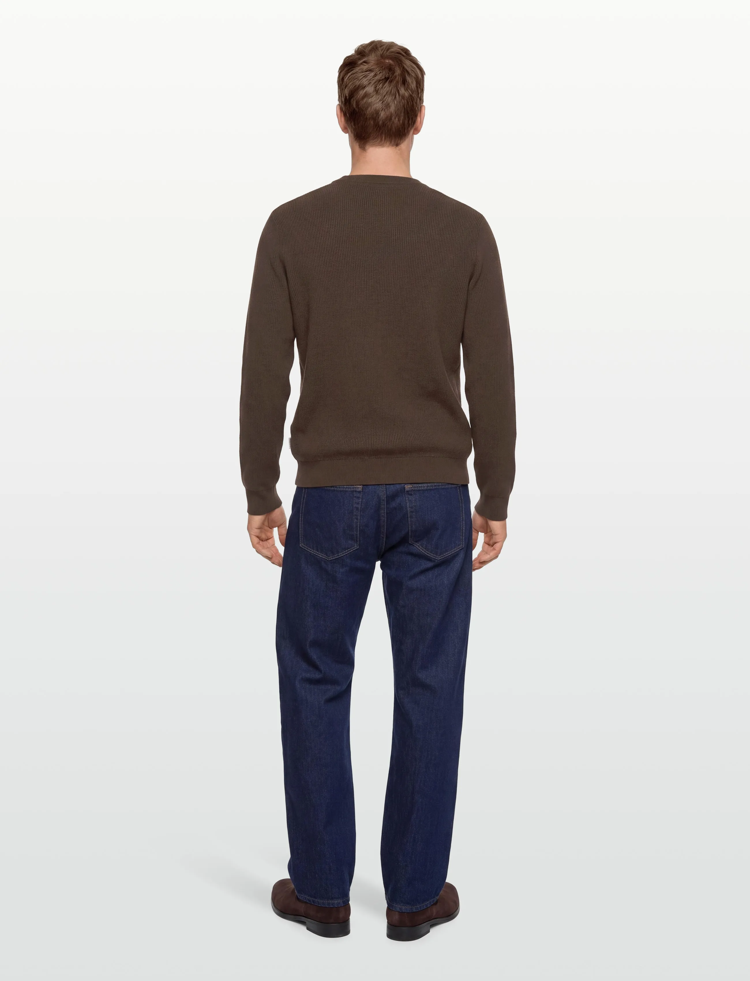 Lindbergh - Rib knitted o-neck knit - basic knitwear - brown - 4