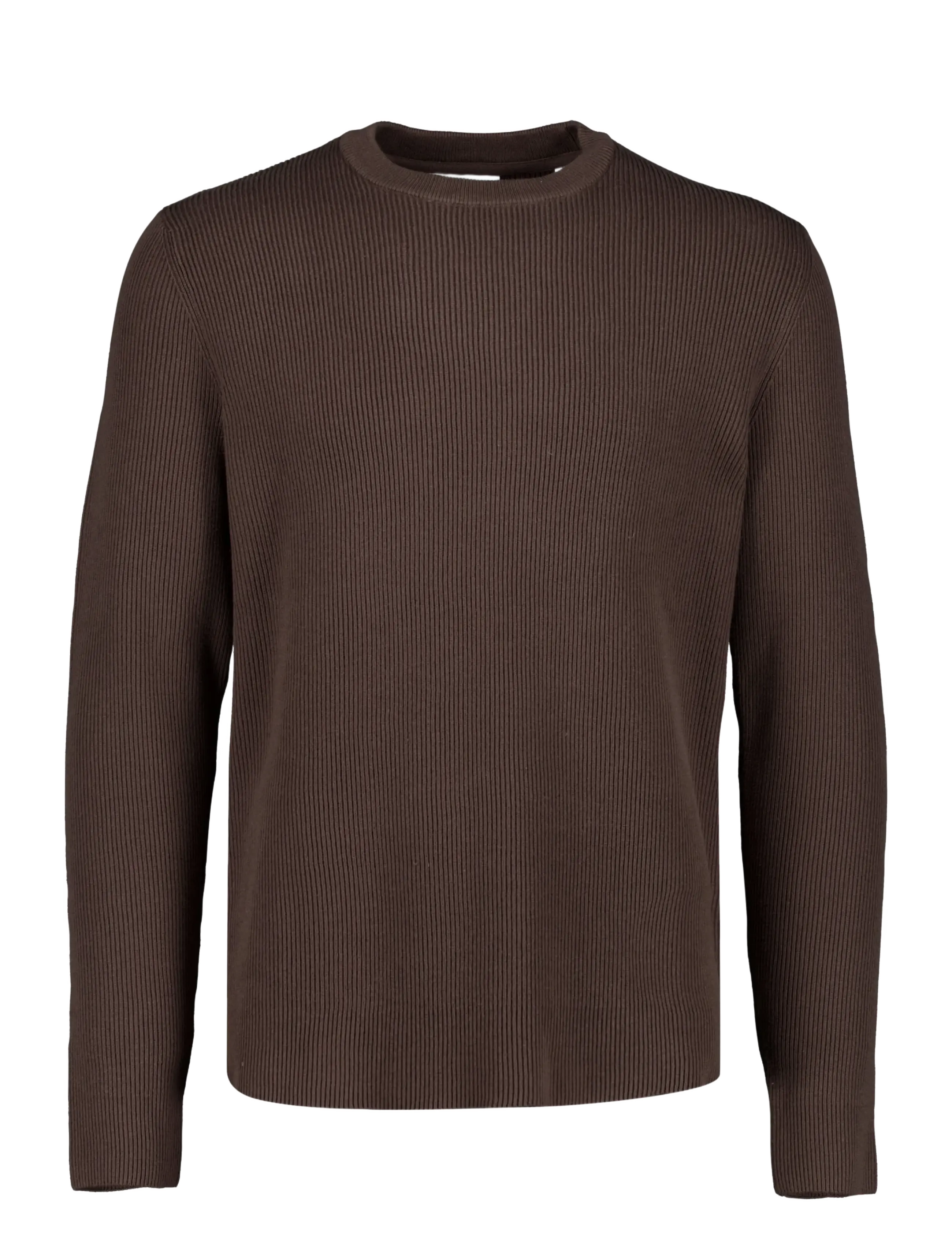 Lindbergh Rib knitted o-neck knit - Rund hals - DK BROWN / brown