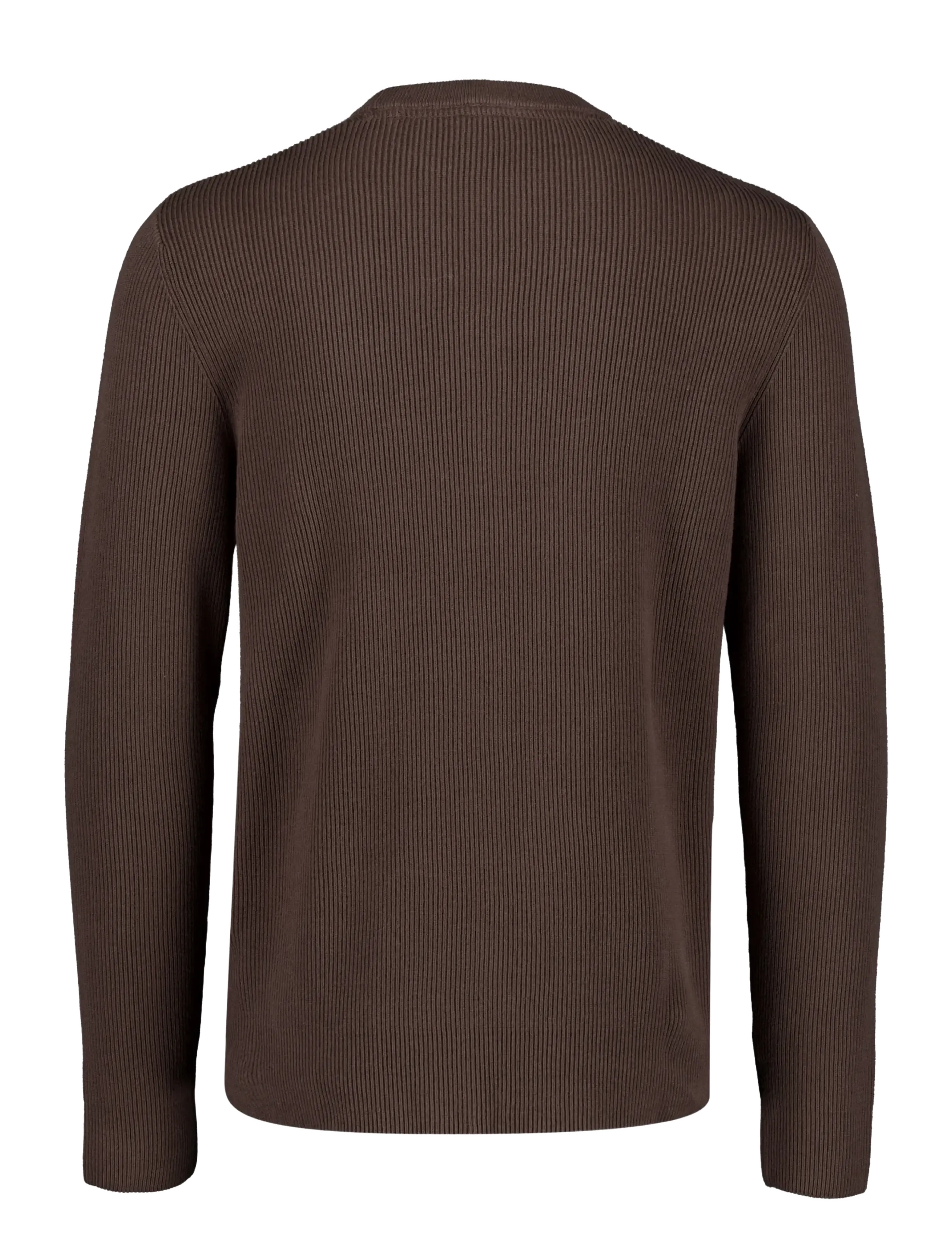 Lindbergh - Rib knitted o-neck knit - rund hals - dk brown - 1