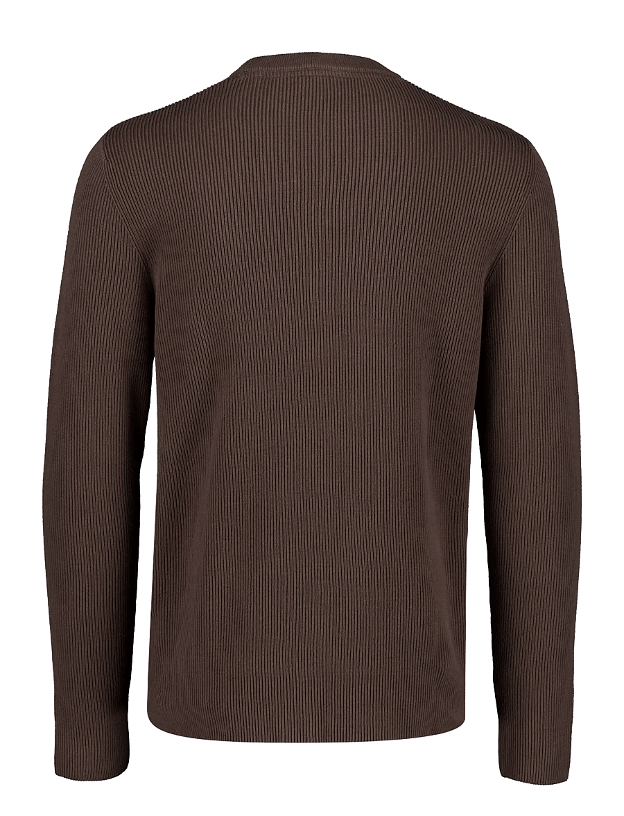 Lindbergh - Rib knitted o-neck knit - rundhalsad - dk brown - 1
