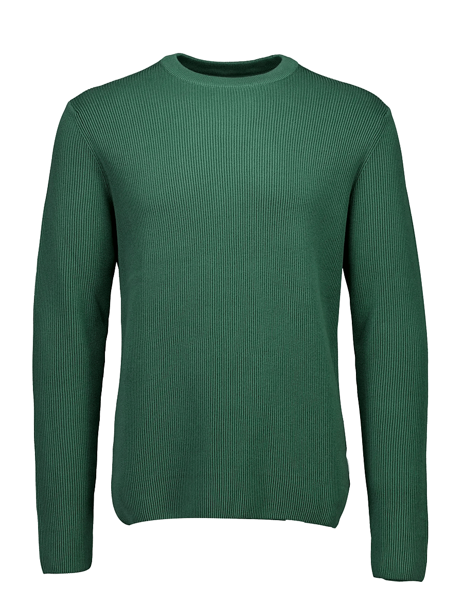 Lindbergh - Rib knitted o-neck knit - rundhalsad - dk green - 0