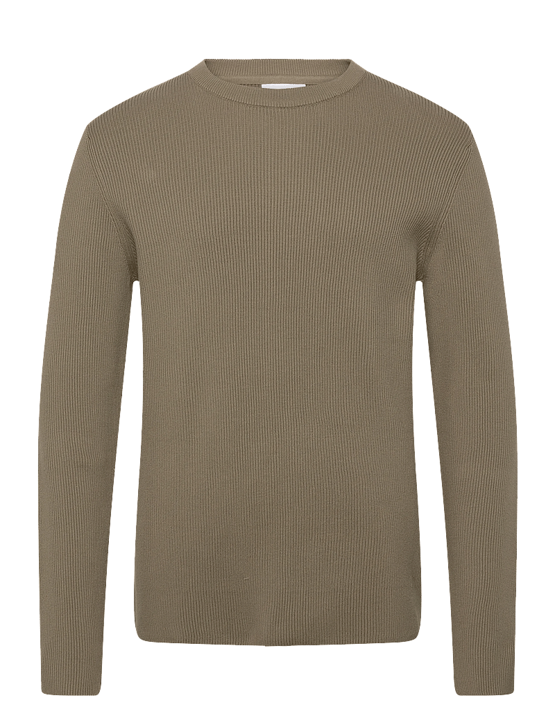 Lindbergh - Rib knitted o-neck knit - Ümmarguse kaelusega kudumid - dusty army - 1